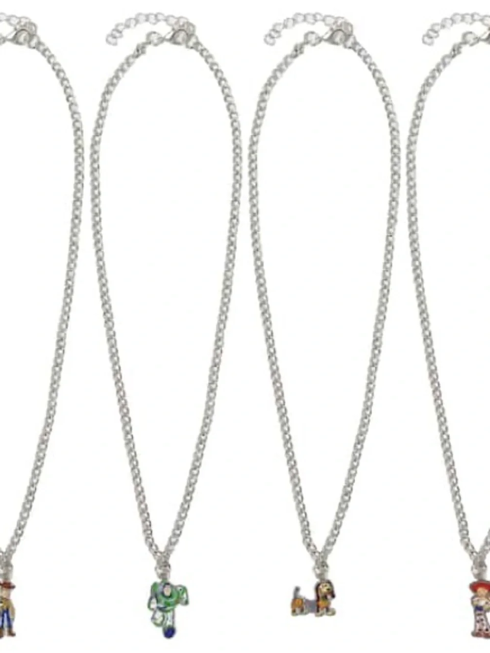 4 New Toy Story Kids Silver Charm Necklaces - Blue Packaging